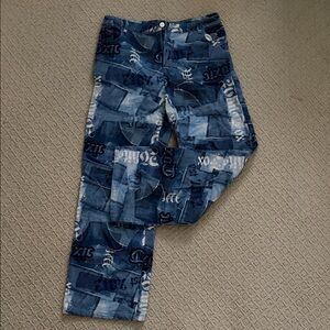 White Fox Boutique Blue Patterned Flare Jeans